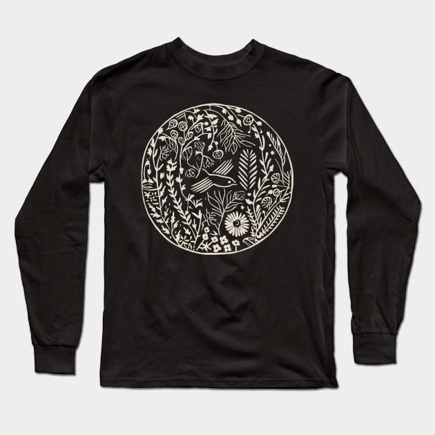 Lino Cut Bird Long Sleeve T-Shirt by n23tees